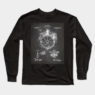 Gyrocompass Patent - Sailor Sailing Boat Lake House Art - Black Chalkboard Long Sleeve T-Shirt